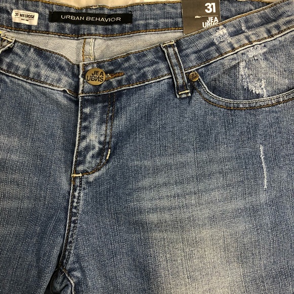 Light blue Women’s Jeans Urban Behavior stretch stone wash rips low cut slim fit - Picture 10 of 11